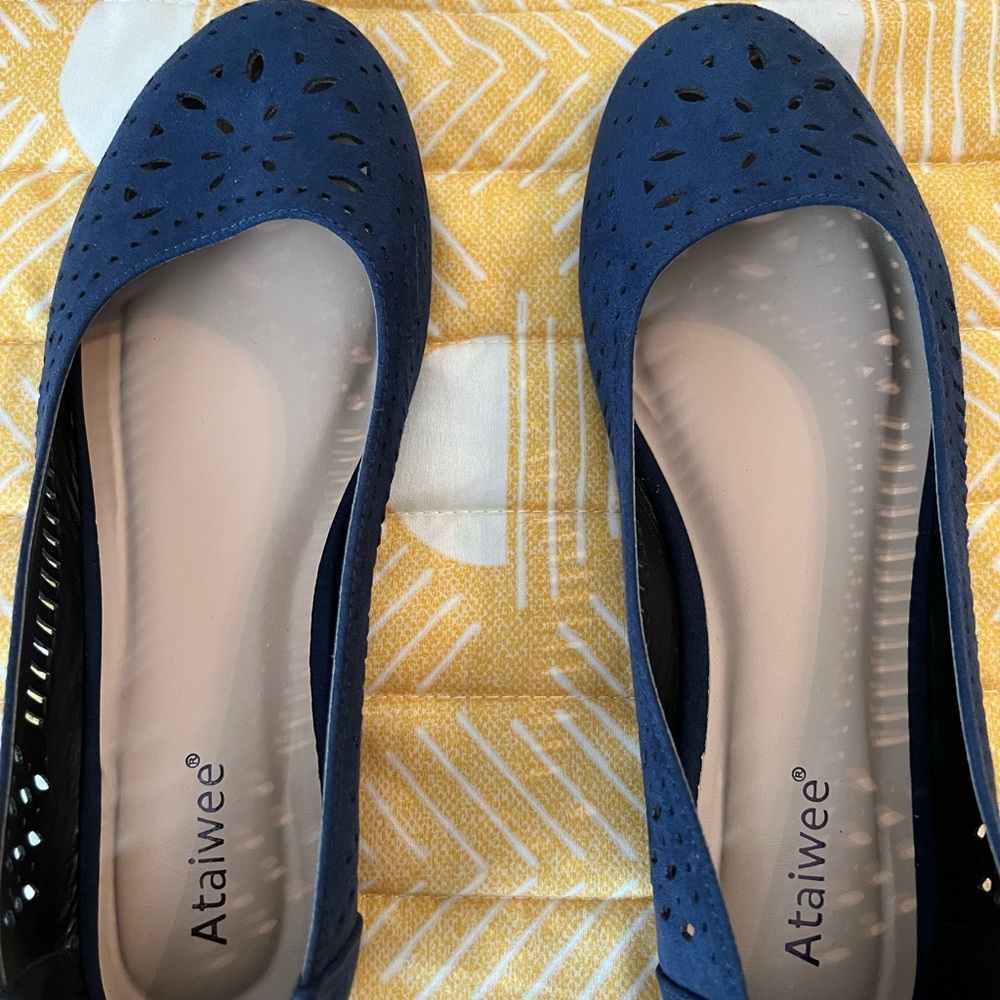 Navy blue slip on flats